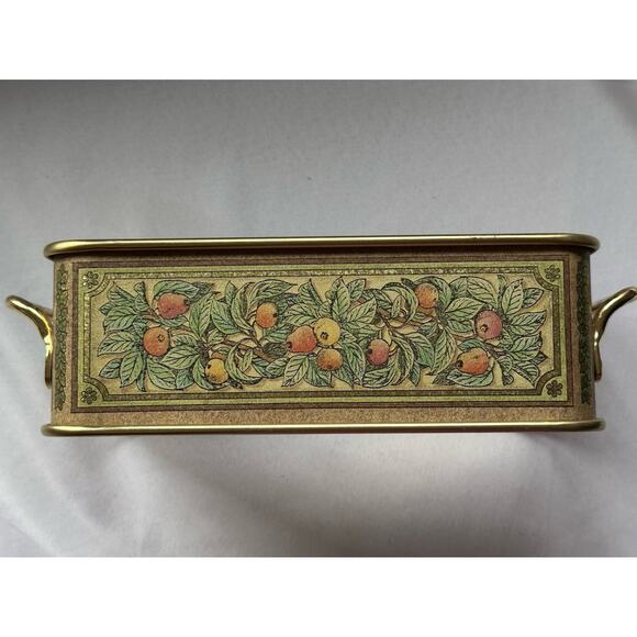 Vintage Pyrex Metal Loaf Pan Cradle Floral Fruit Handles Fits 1.5 Qt Bread Dish - Picture 7 of 7